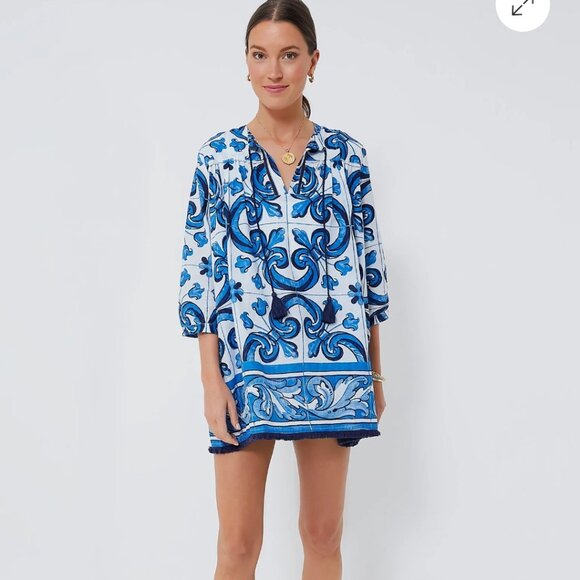 COPY - Capri Blue Majolica Tile Bondi Coverup XL - Picture 1 of 4